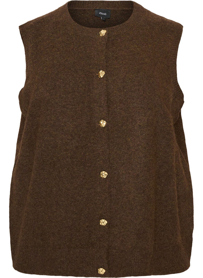 Neuleliivi koristeellisilla napeilla, Ruskea, Packshot image number 0