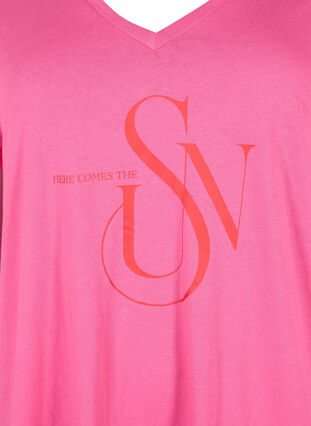Puuvillainen t-paita painatuksella, Shocking Pink SUN, Packshot image number 2