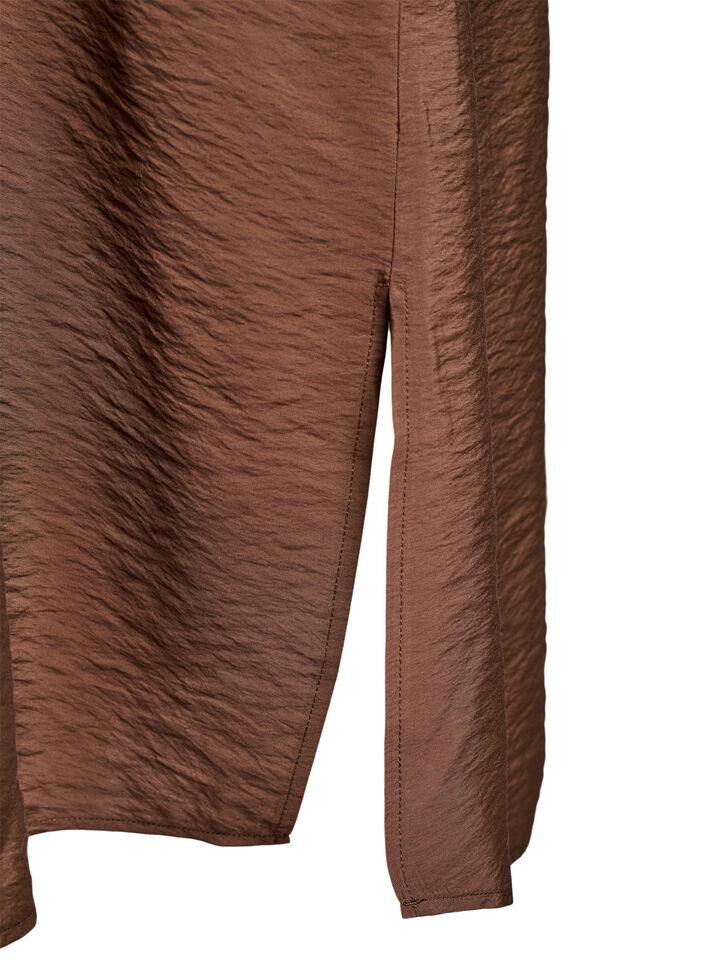 Viskoosimekko, jossa on V-pääntie, Ruskea, Packshot image number 3