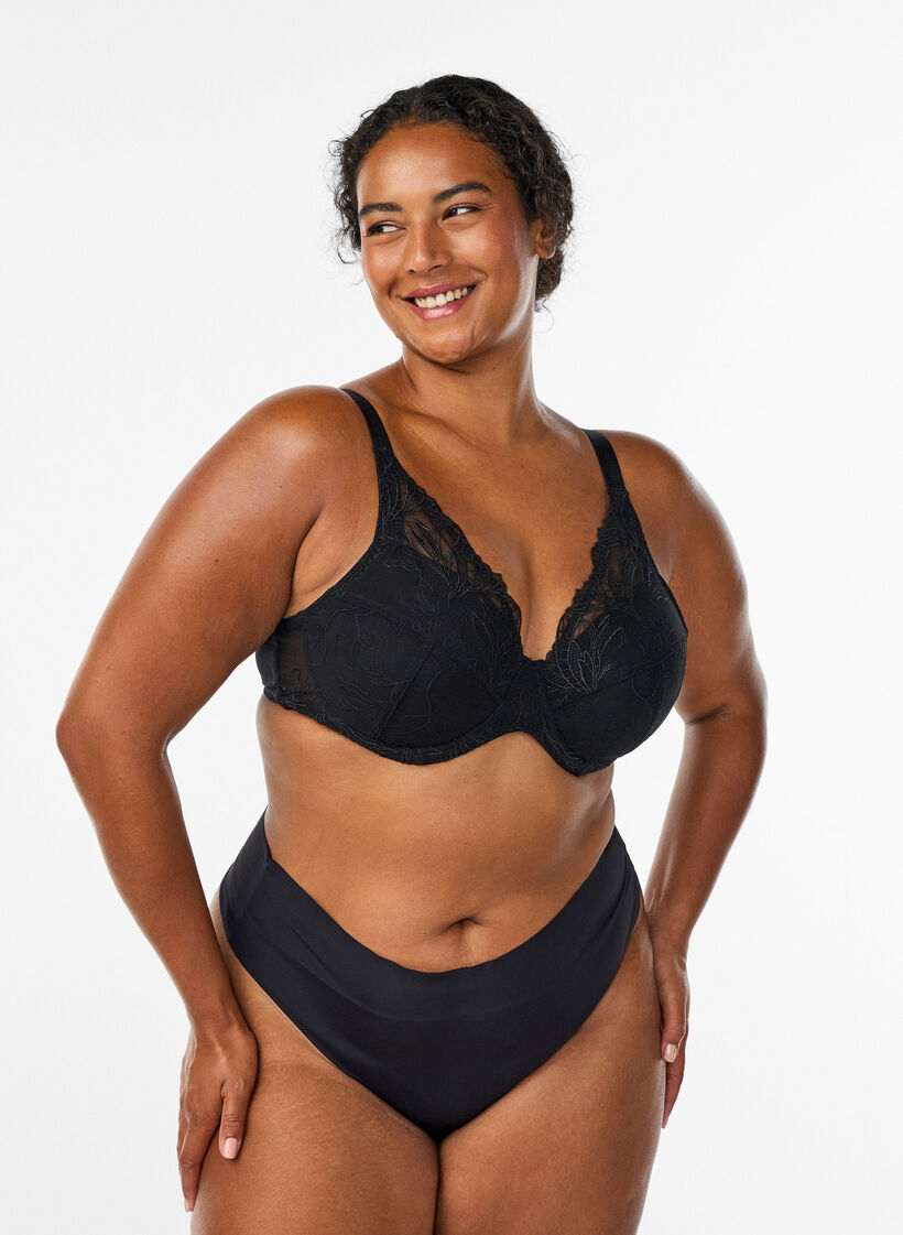 Topatut pitsirintaliivit kaaritukien kera, Musta, Model image number 1