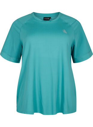 Lyhythihainen t-paita treeniin pyöreällä pääntiellä, Green-Blue Slate, Packshot image number 0