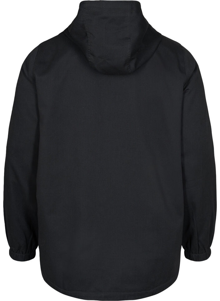 Parkatakki hupulla ja taskuilla, Black, Packshot image number 1