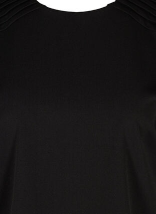 Pusero 3/4-hihoilla ja pliseerauksella , Black, Packshot image number 2