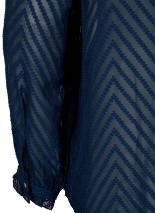Paitapusero, jossa on röyhelöitä ja kuvioitu koostumus, Navy Blazer, Packshot image number 3