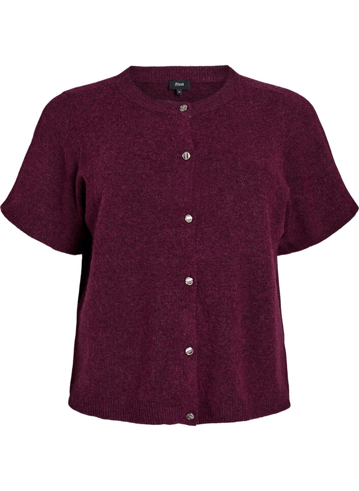 Lyhythihainen neuletakki, Tumma Bordeaux, Packshot image number 0