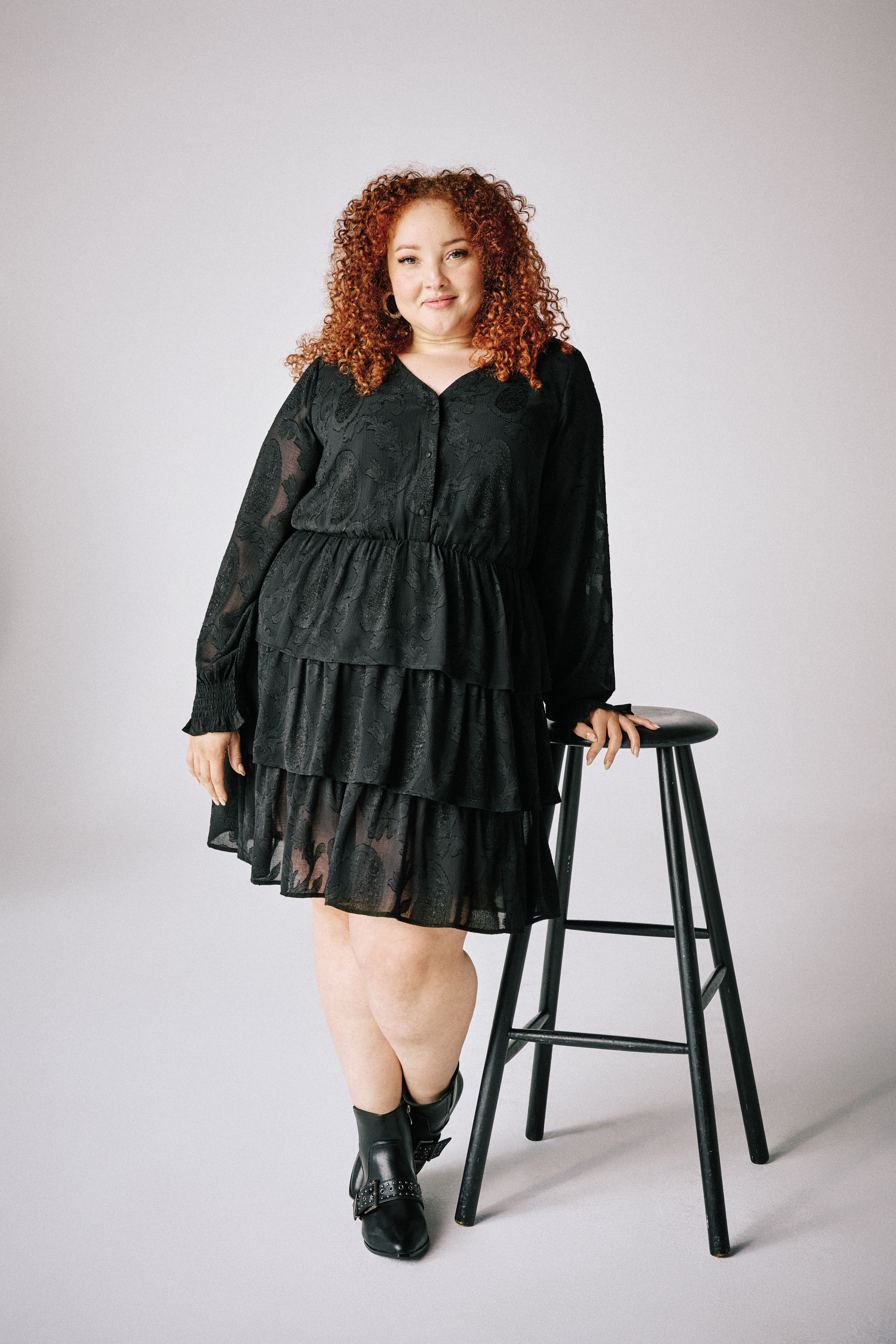 Frill-trimmed dress, , Model