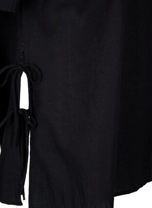 Puuvilla-pellavasekoitteinen pusero nyöriyksityiskohdalla, Black, Packshot image number 3