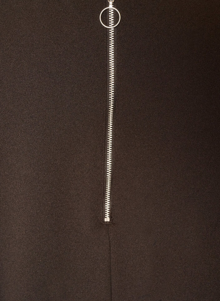 Lyhyt A-linjainen mekko 3/4-hihoilla, Ruskea, Packshot image number 3
