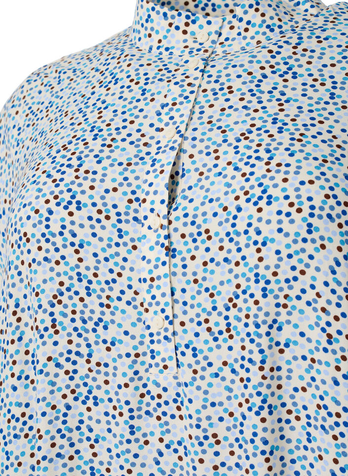 Pilkullinen viskoosimekko napeilla, Blue Dot AOP, Packshot image number 2