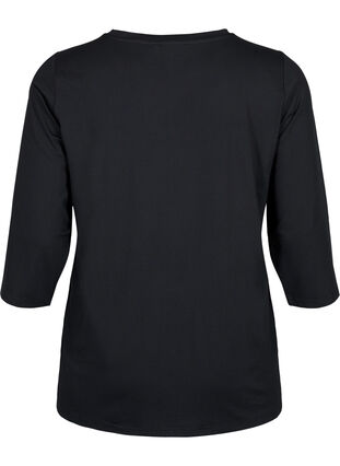 Treeni-t-paita, jossa on 3/4-pituiset hihat ja kuviollinen mesh-kangas, Black, Packshot image number 1