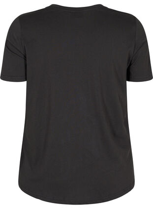 Lyhythihainen puuvillainen t-paita painatuksella, Black, Packshot image number 1