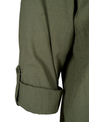 Puuvillainen paitapusero V-kaula-aukolla, Thyme, Packshot image number 3
