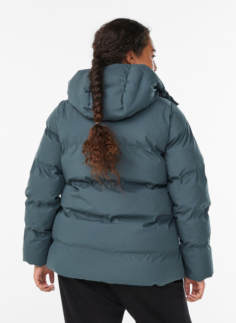Lyhyt toppatakki irrotettavalla hupulla, Vihre&auml;, Model image number 2