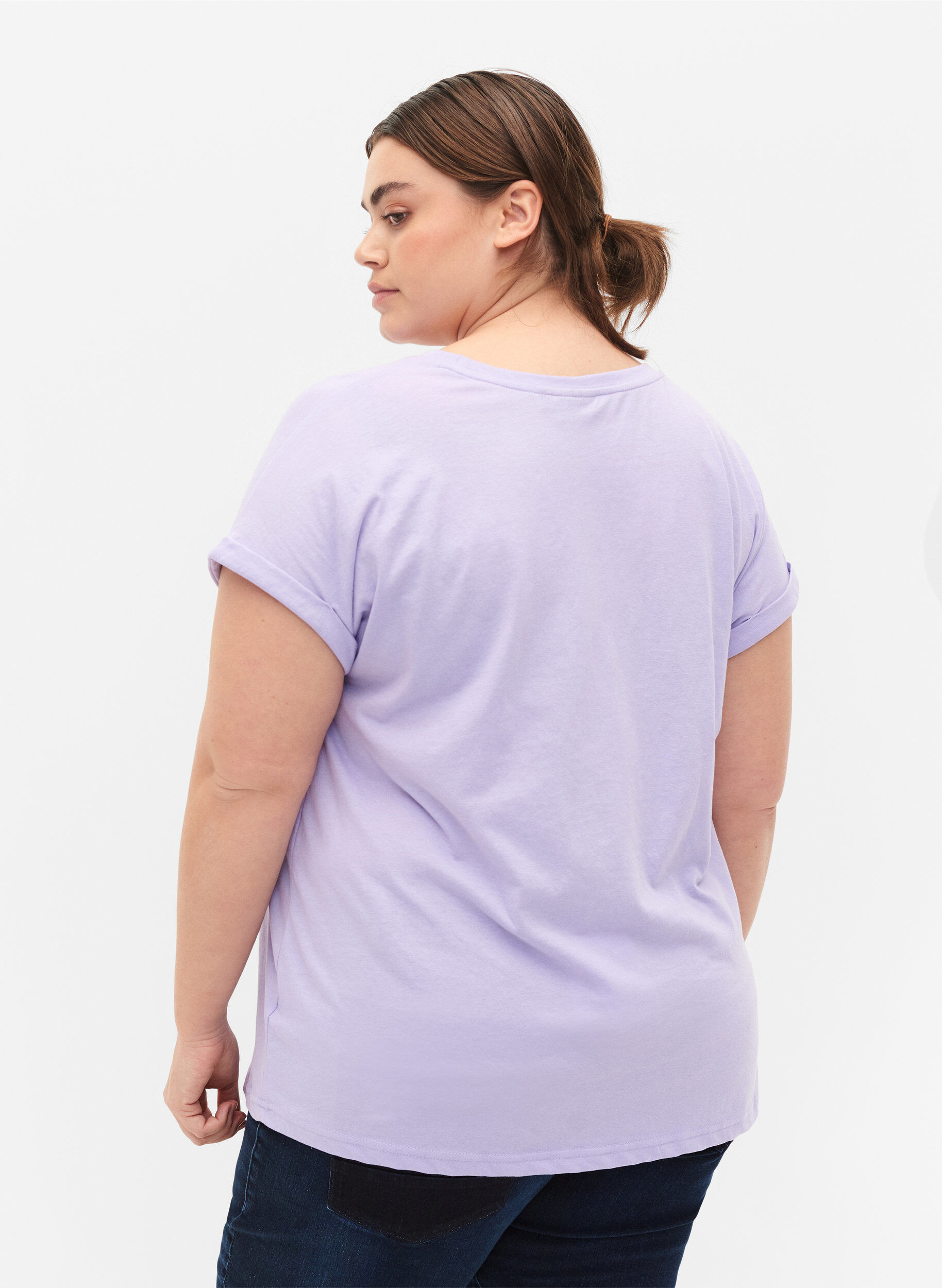ZizziLyhythihainen t-paita puuvillasekoitteesta, Violetti, Model image number 2
