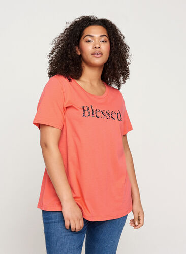 T-paita printillä, Living Coral BLESSED, Model image number 0