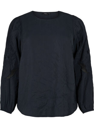 Tencel ™ -modaalista valmistettu pusero kirjotuilla yksityiskohdilla, Black, Packshot image number 0