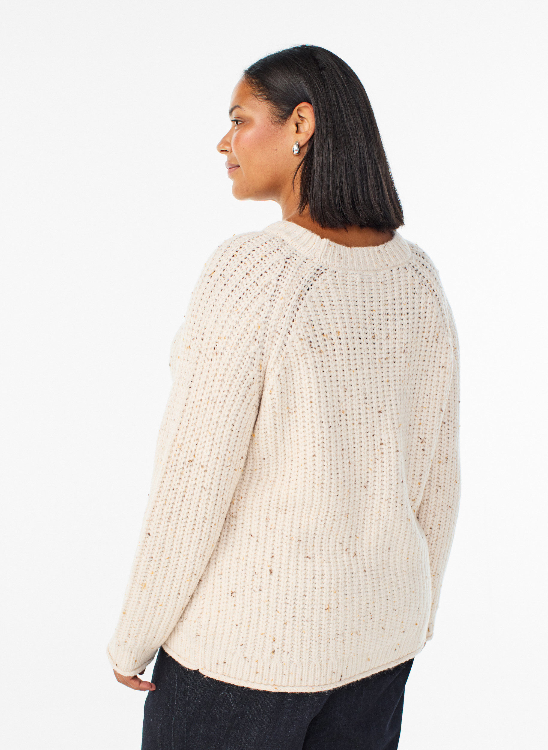 Zizzi Neulepaita raglanhihoilla, Beige, Model image number 2