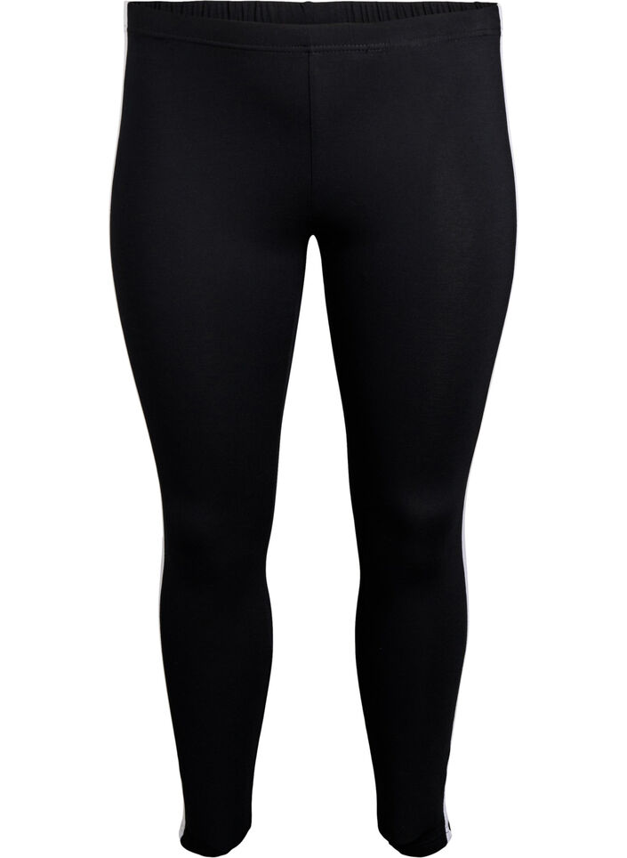 Viskoosileggingsit sivuraidoilla, Black W. Stripe, Packshot image number 0
