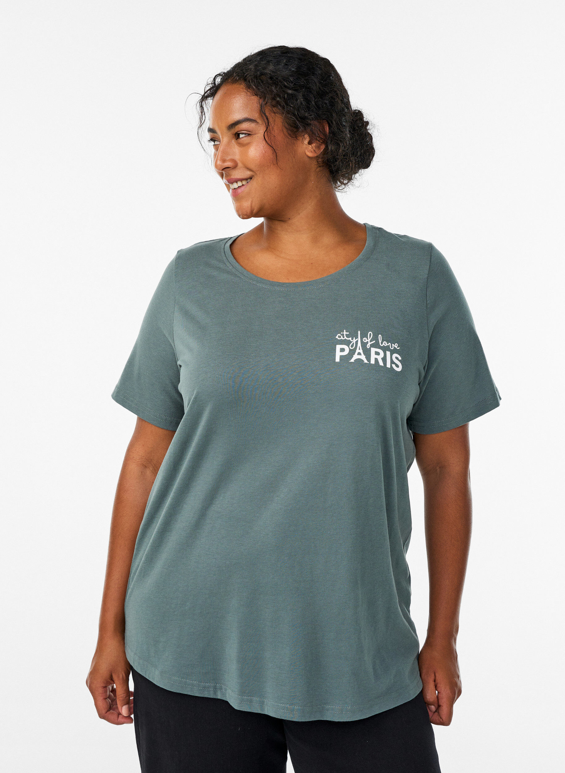 ZizziT-paita printill&auml;, Vihre&auml;, Model image number 0