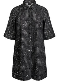 Farkkumekko paljeteilla ja 3/4-hihoilla, Musta