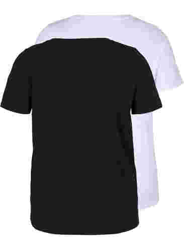 2 perus t-paitaa puuvillasta, Black/Bright W, Packshot image number 1