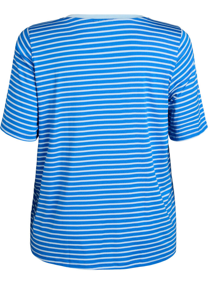T-paita TENCEL&trade; Lyocellista ja raidoilla, Sininen, Packshot image number 1