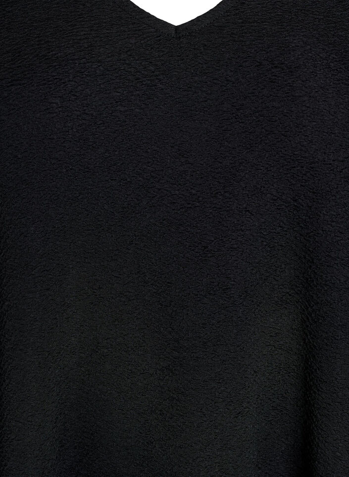 Lyhyt teksturoitu mekko röyhelöhelmalla, Musta, Packshot image number 2