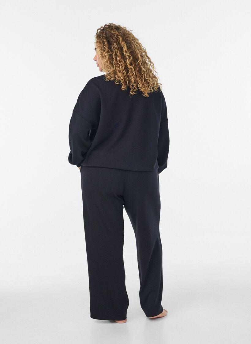 Jersey-neuletakki vetoketjulla ja korkealla kauluksella, Musta, Model image number 2