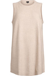 Lyhyt hihaton neulemekko, Beige