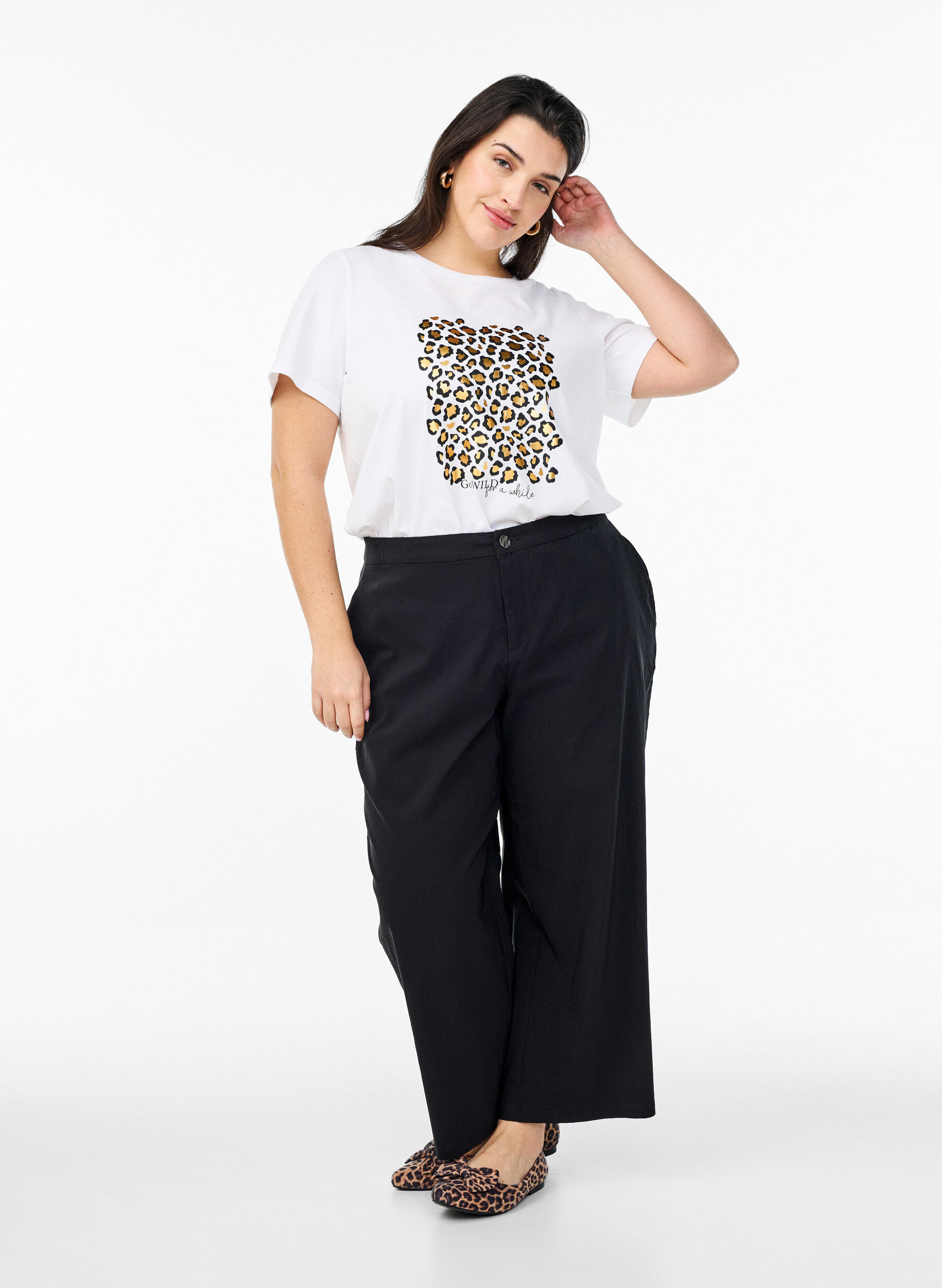 Culotte-housut sekoitekankaasta - Musta - Koot 40-64 - Zizzi
