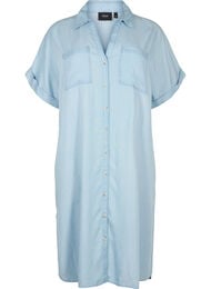 Lyocell-kuidusta (TENCEL™) valmistettu paitamekko lyhyillä hihoilla, Light blue denim