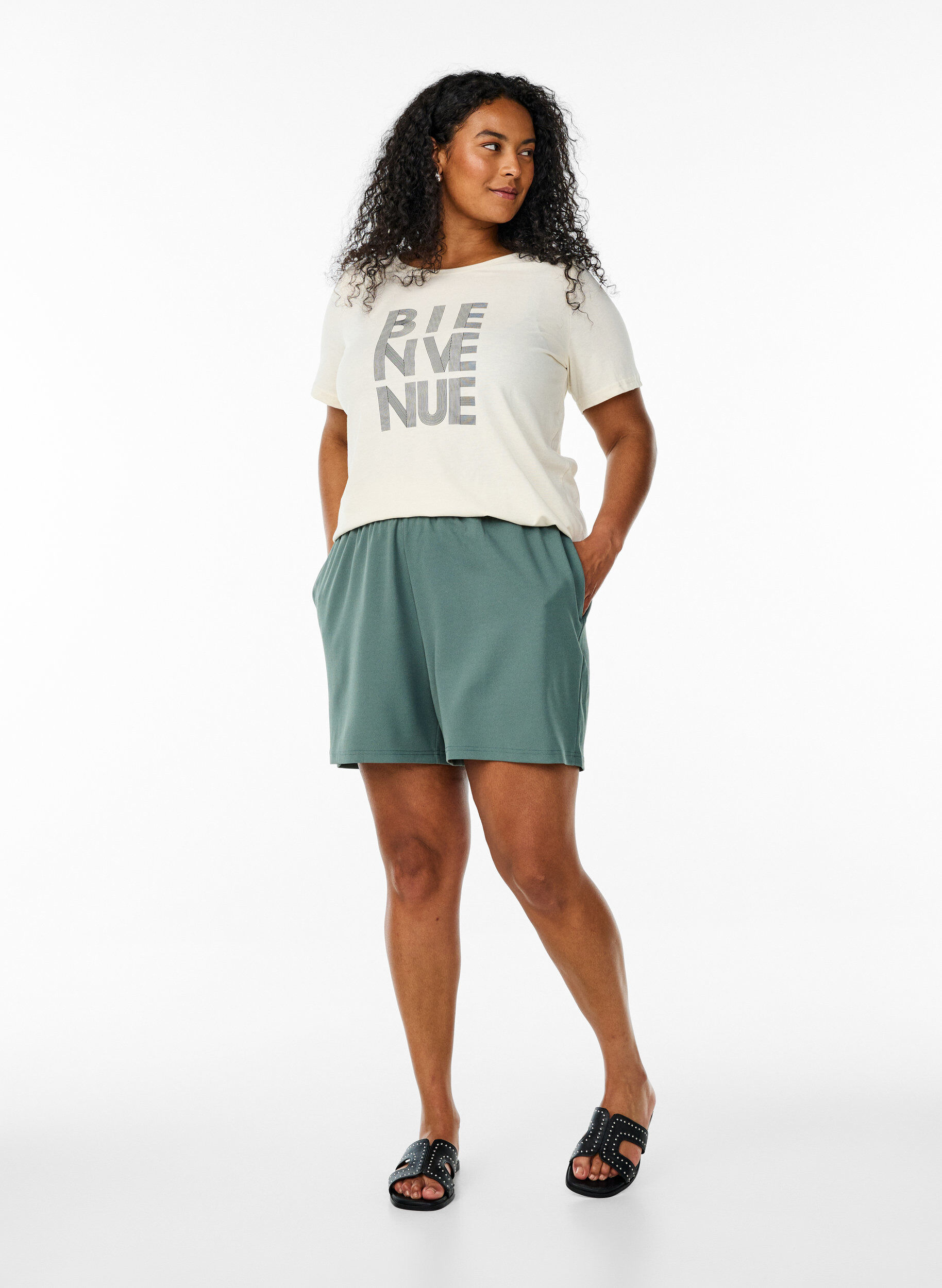 Zizzi FLASH - T-paita motiivilla, Vanilja, Model image number 1