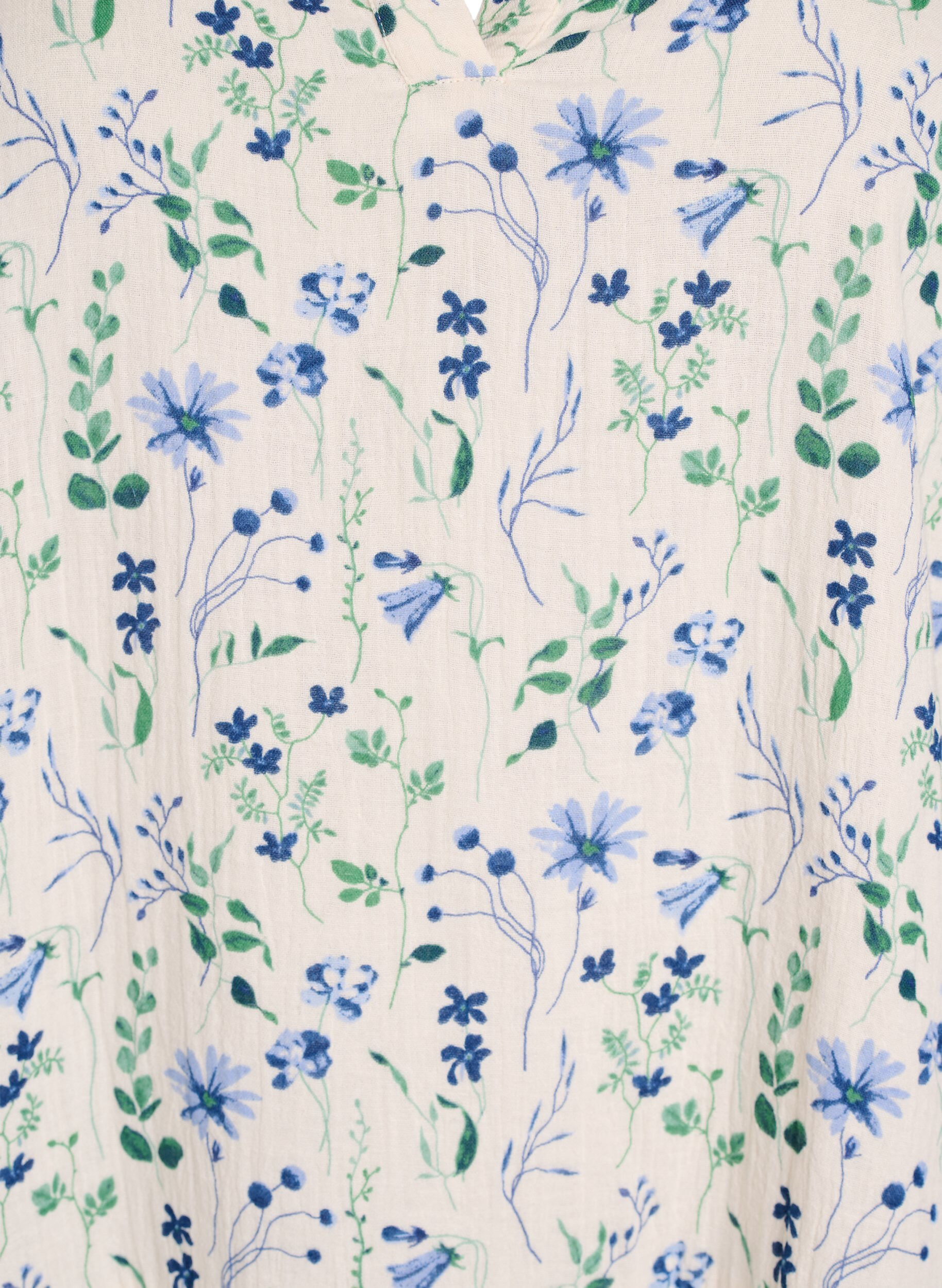 Zizzi Lyhyt A-linjainen mekko puuvillamusliinista, Beige, Packshot image number 2