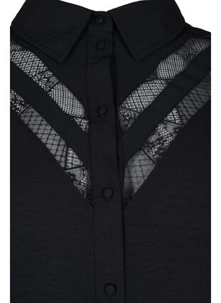 Pitkä paita pitsiyksityiskohdilla, Black, Packshot image number 2