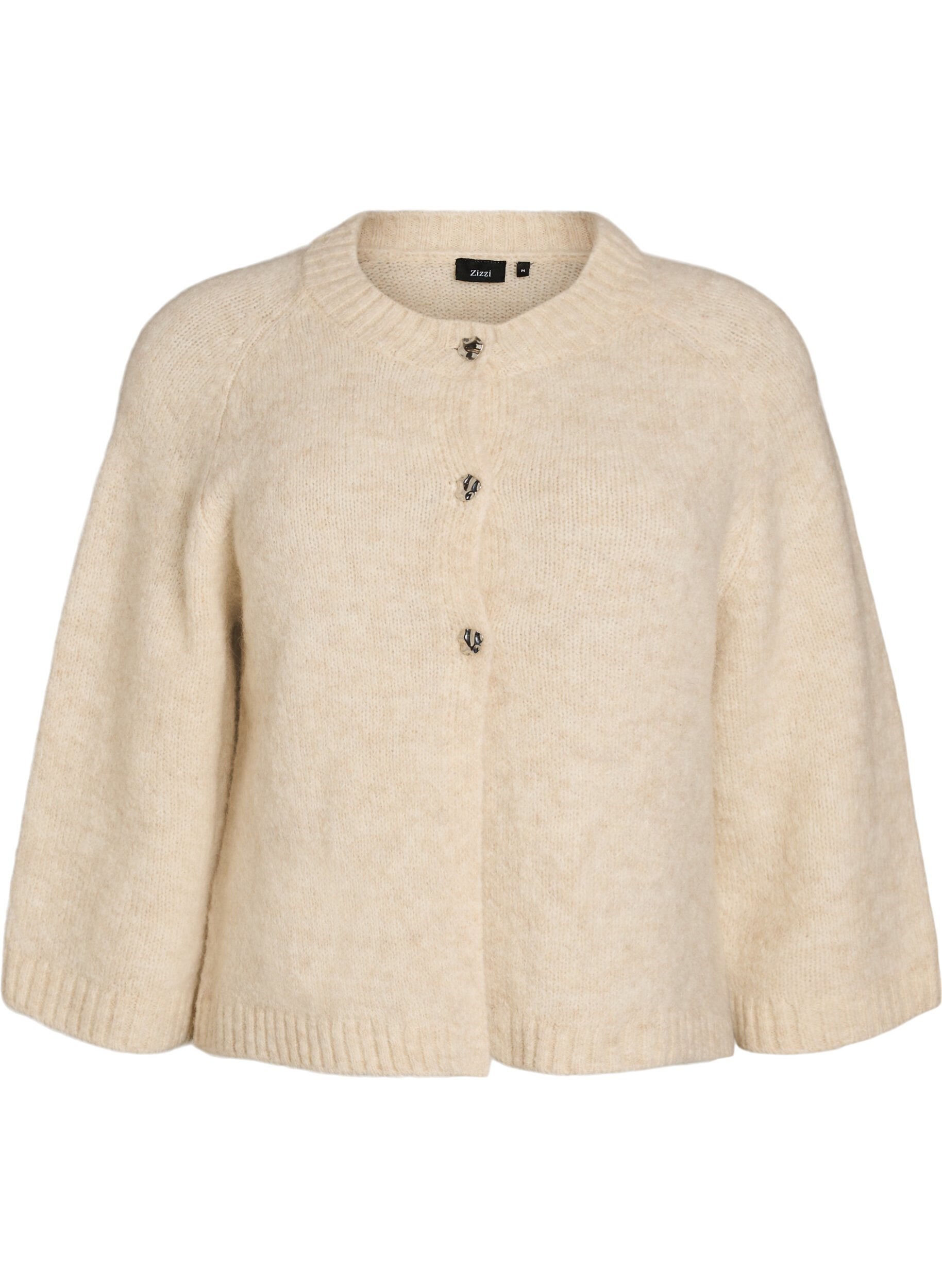 ZizziVillasekoite neuletakki 3/4-hihoilla, Beige, Packshot image number 0