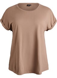 Lyhythihainen t-paita puuvillasekoitteesta, Ruskea
