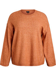 Väljä neulepusero, jossa näkyvät saumat, Oranssi