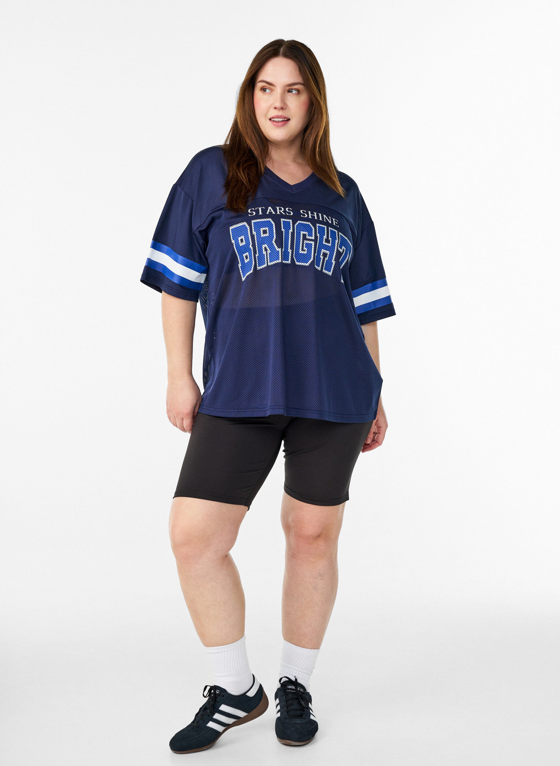 ZizziV-aukollinen treenipaita etupuolen printill&auml;, Sininen, Model image number 1