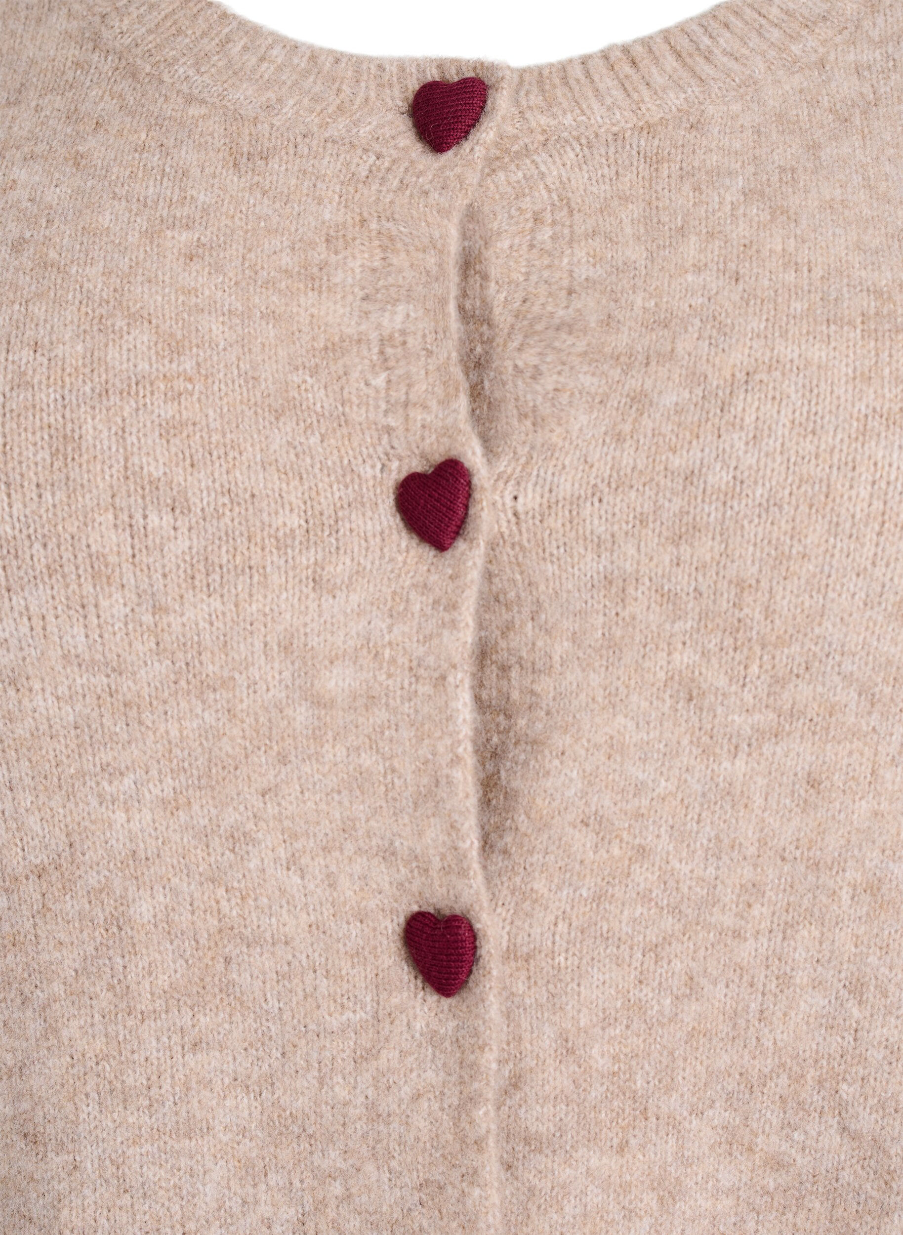 ZizziNeuletakki syd&auml;menmuotoisilla napeilla, Beige, Packshot image number 2
