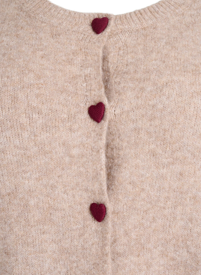 Neuletakki syd&auml;menmuotoisilla napeilla, Beige, Packshot image number 2