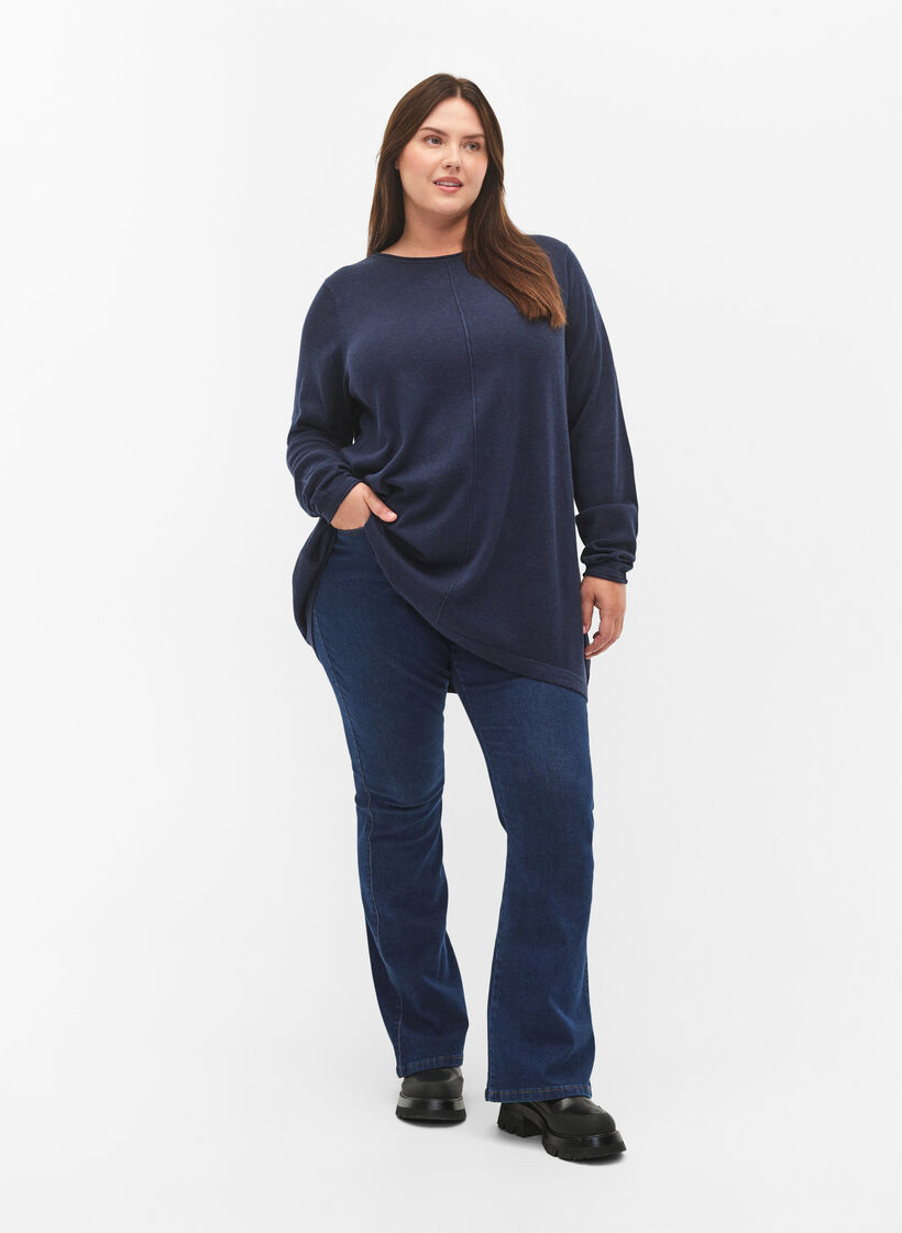 Neule puuvillaviskoosisekoitteesta, Sininen, Model image number 1