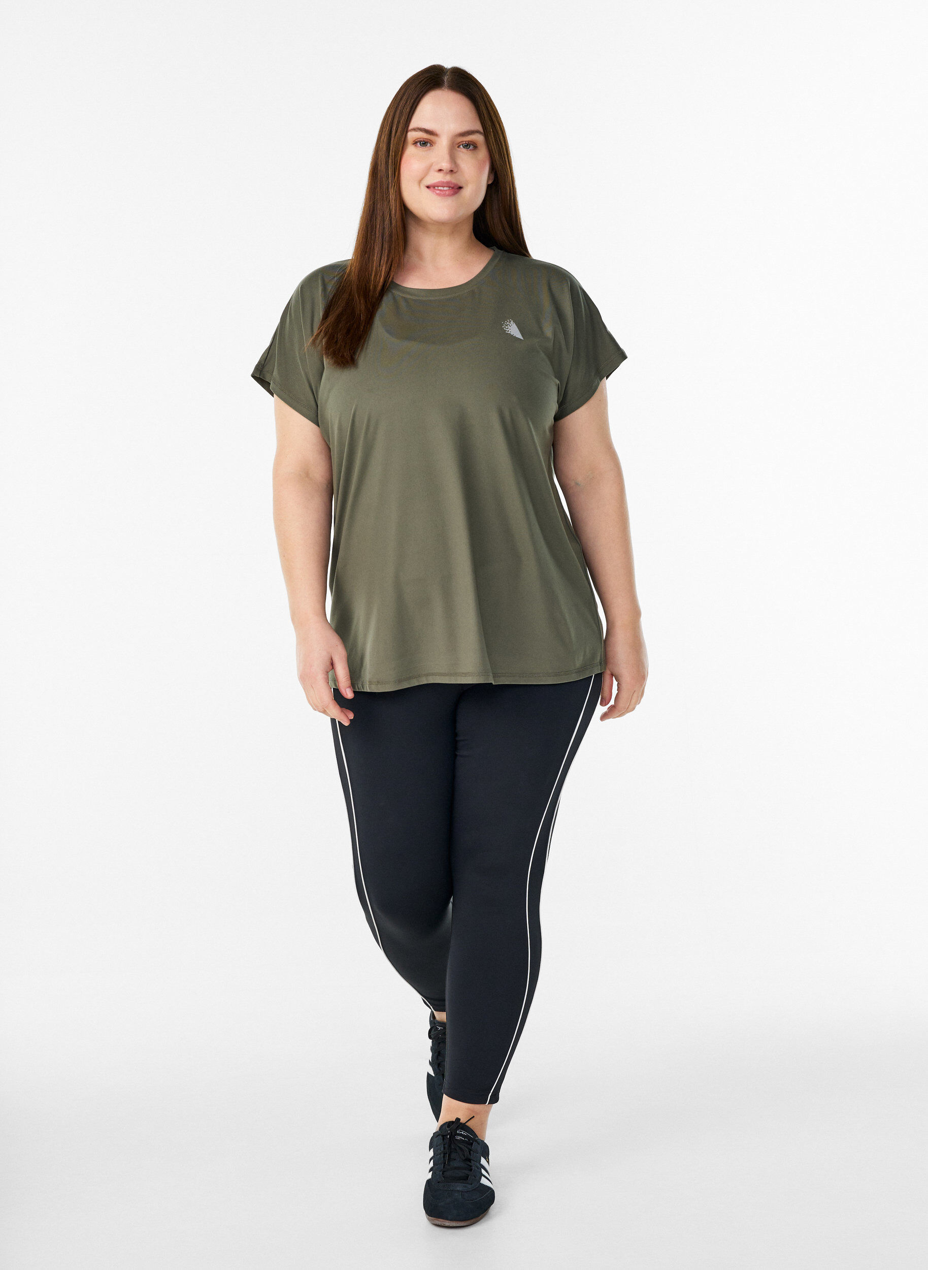 Zizzi Yksiv&auml;rinen treeni-T-paita, Vihre&auml;, Model image number 1