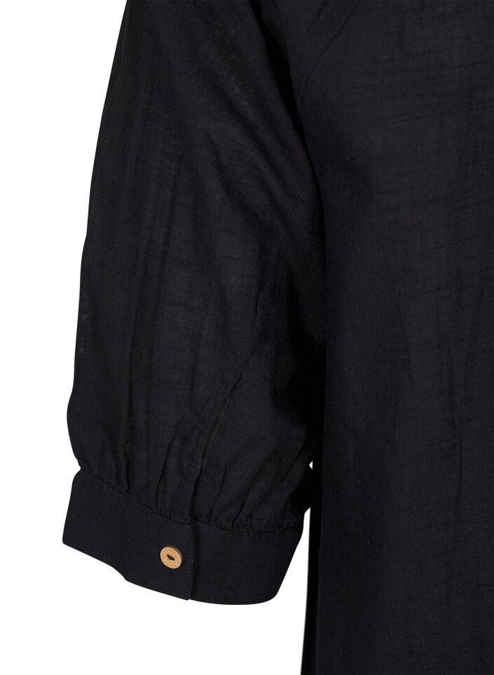 Puuvillainen tunika V-kaula-aukolla, Musta, Packshot image number 3