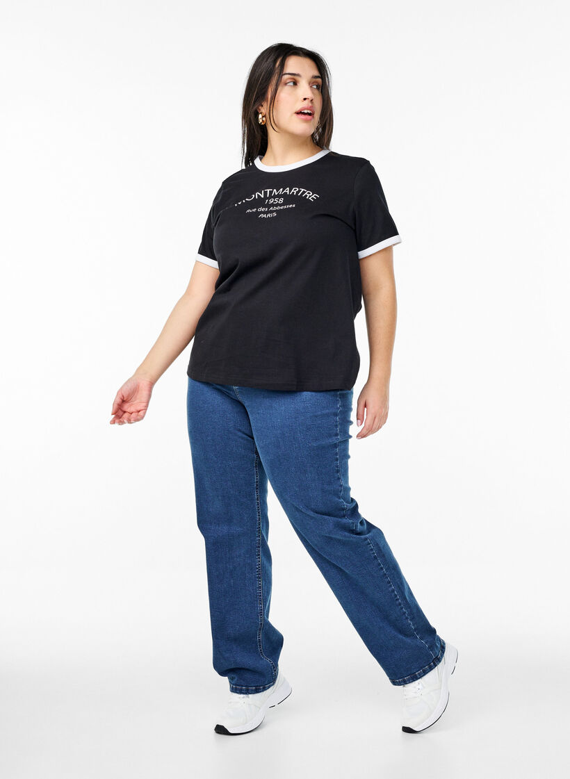 T-paita tekstiprintillä, Black w.An. Wh.Paris, Model image number 2