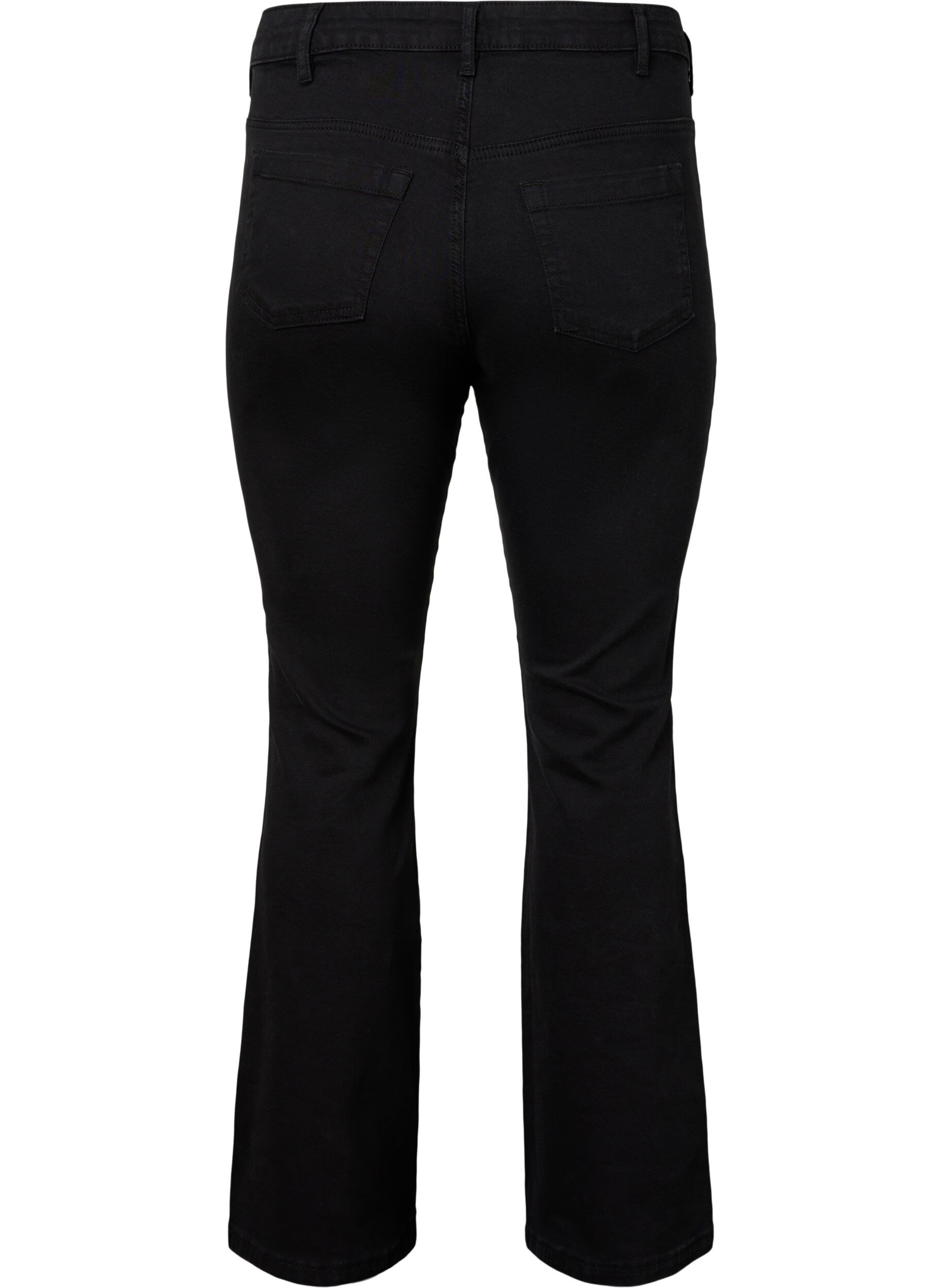 Zizzi Ellen bootcut -farkut korkealla vy&ouml;t&auml;r&ouml;ll&auml;, Musta, Packshot image number 1