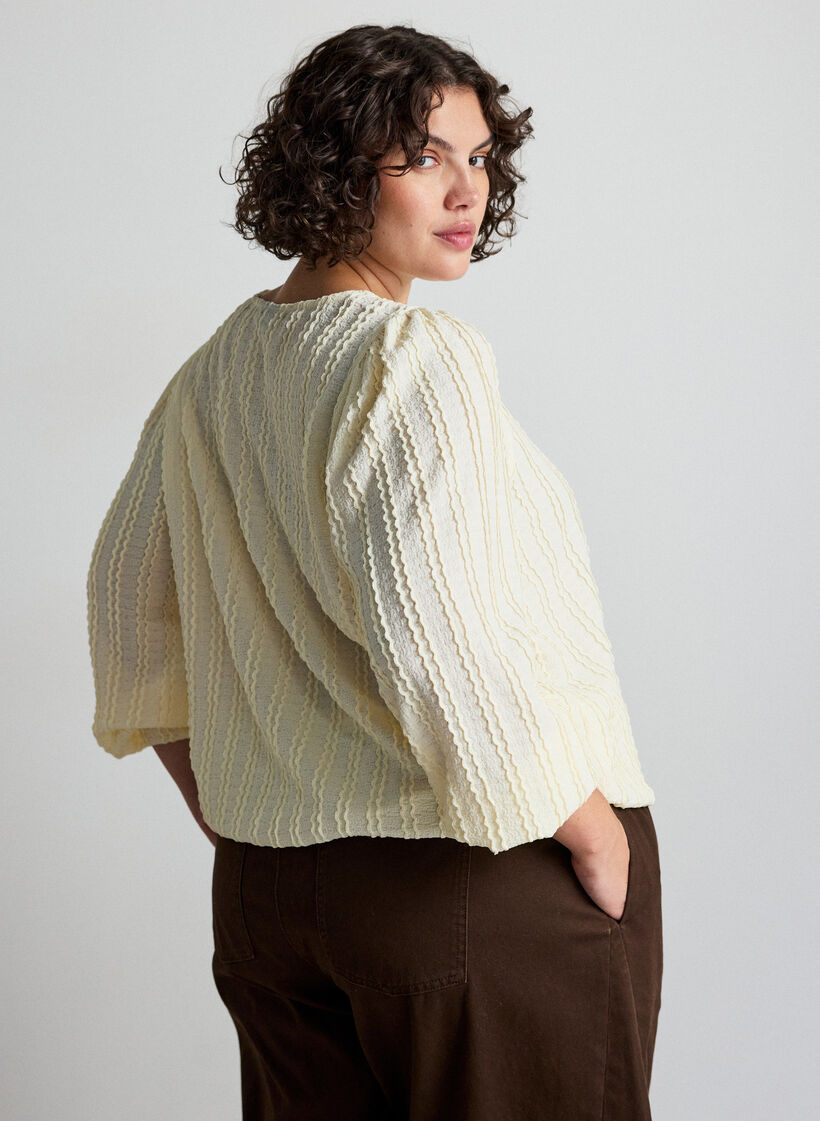 Jerseypusero struktuurilla ja pallomaisella siluetilla, Vanilja, Model image number 2