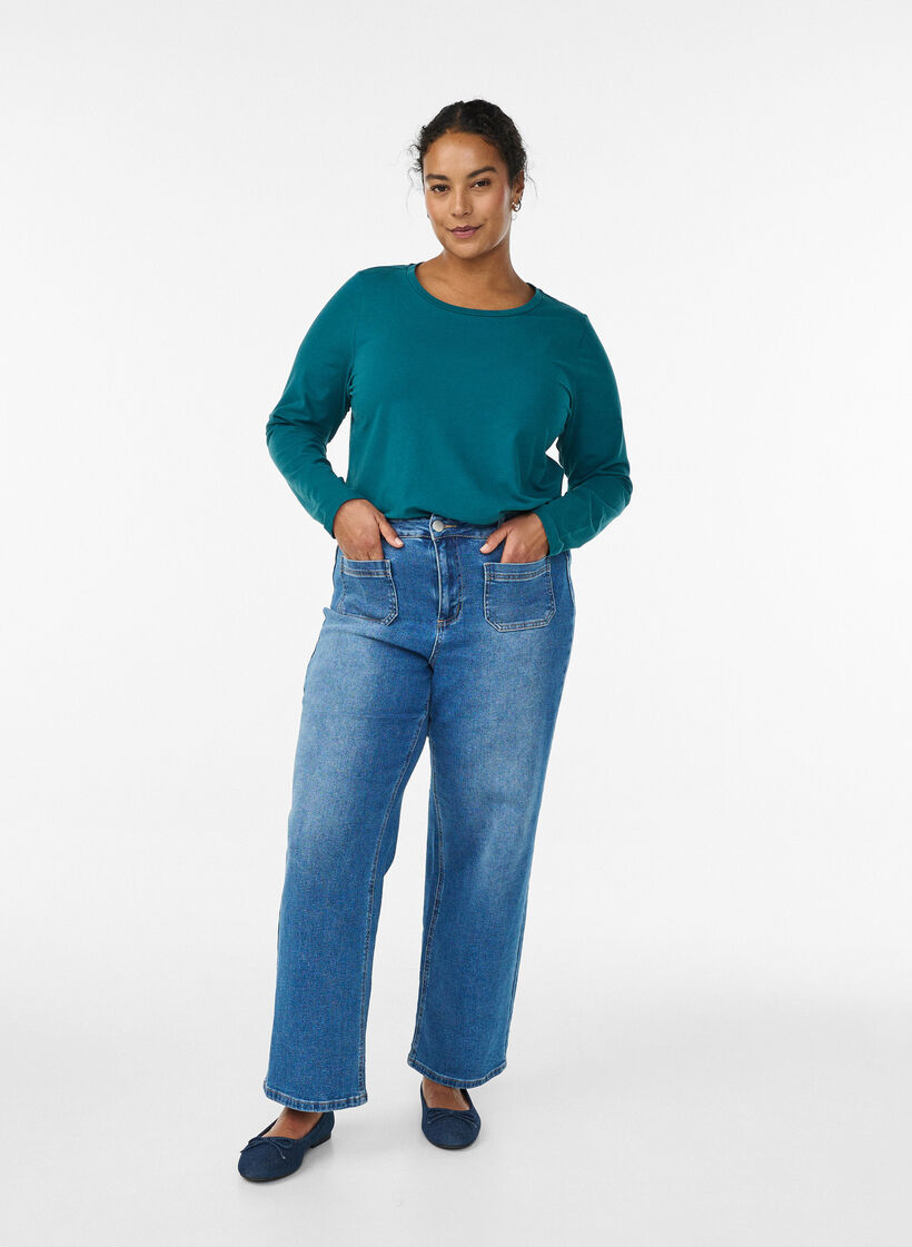 Perus jersey -paita pitkilla hihoilla, Vihre&auml;, Model image number 1