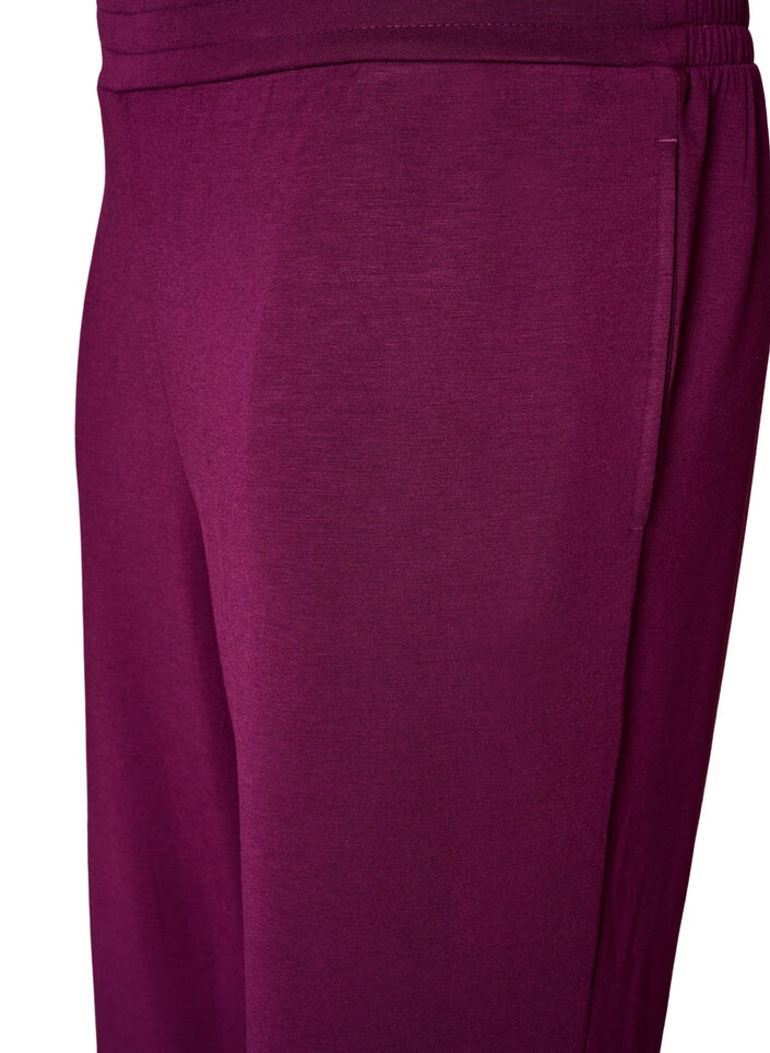 Jerseyhousut korkealla vy&ouml;t&auml;r&ouml;ll&auml; ja taskuilla, Violetti, Packshot image number 2