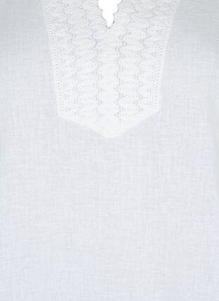 Puuvillapusero virkatulla yksityiskohdalla, White, Packshot image number 2
