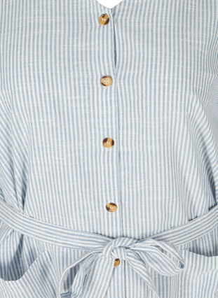 Raidallinen puuvillasta valmistettu paitamekko taskuilla, Country Blue Stripe, Packshot image number 2